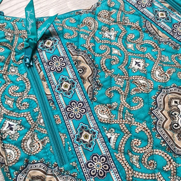 NWOT Vera Bradley turquoise/tan printed purse - Picture 4 of 6